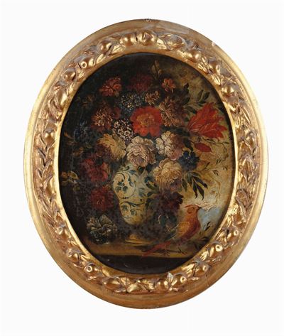 Scuola del XVIII Secolonature Morte con Vasi di Fiori e Uccelli