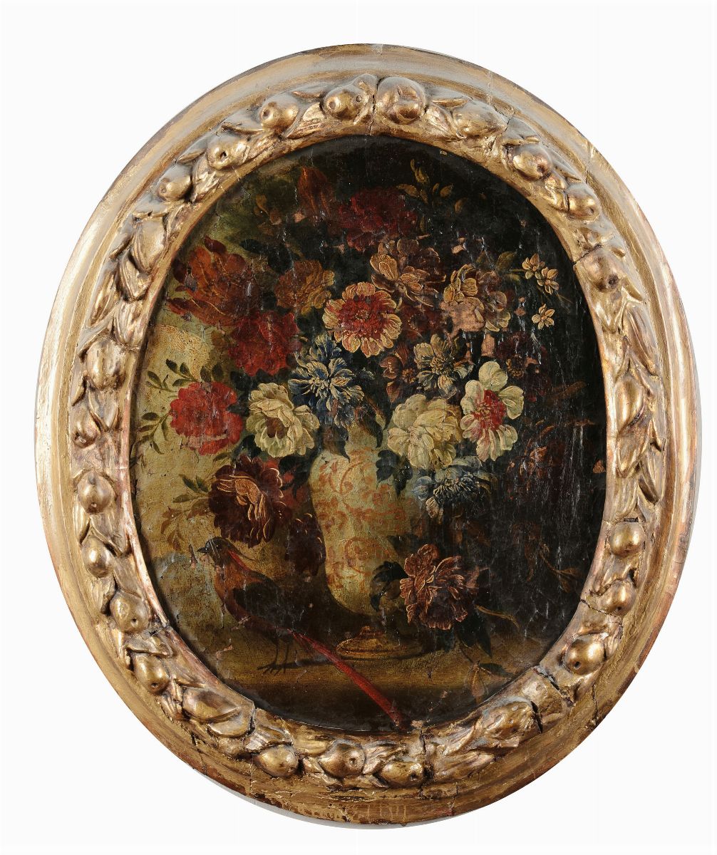 Scuola del XVIII Secolonature Morte con Vasi di Fiori e Uccelli
