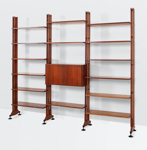 Franco Albini and Franca Helg, a LB10 bookcase with a wooden structure and metal details. Italy, 1958