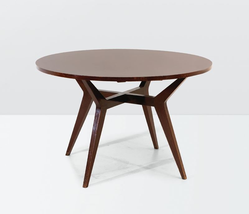 Augusto Romano, a table with a wooden structure and metal details. Italy, 1950 ca.  - Auction Design 200 - Cambi Casa d'Aste