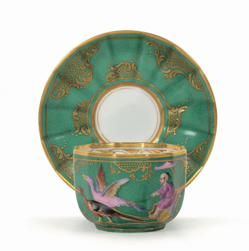 Tazza con piattino Francia (?), metà del XIX secolo  - Asta Maioliche e Porcellane - Cambi Casa d'Aste
