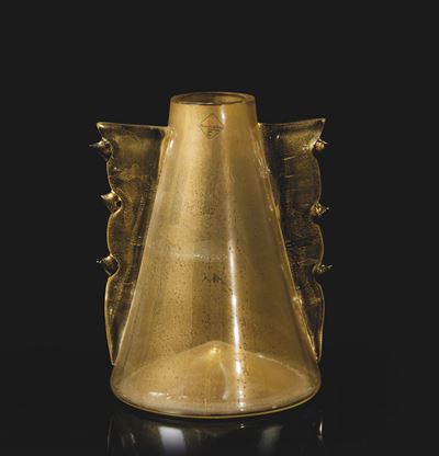 Toni Zuccheri, Vaso troncoconico «I Profeti» in vetro soffiato, Barovier & Toso, Murano (c. 1980)