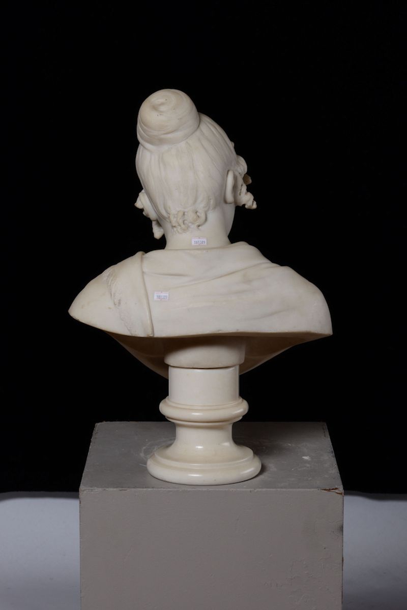 Busto di Giovinetta in Marmo Bianco, Scultore Operante alla Fine del XIX Secolo