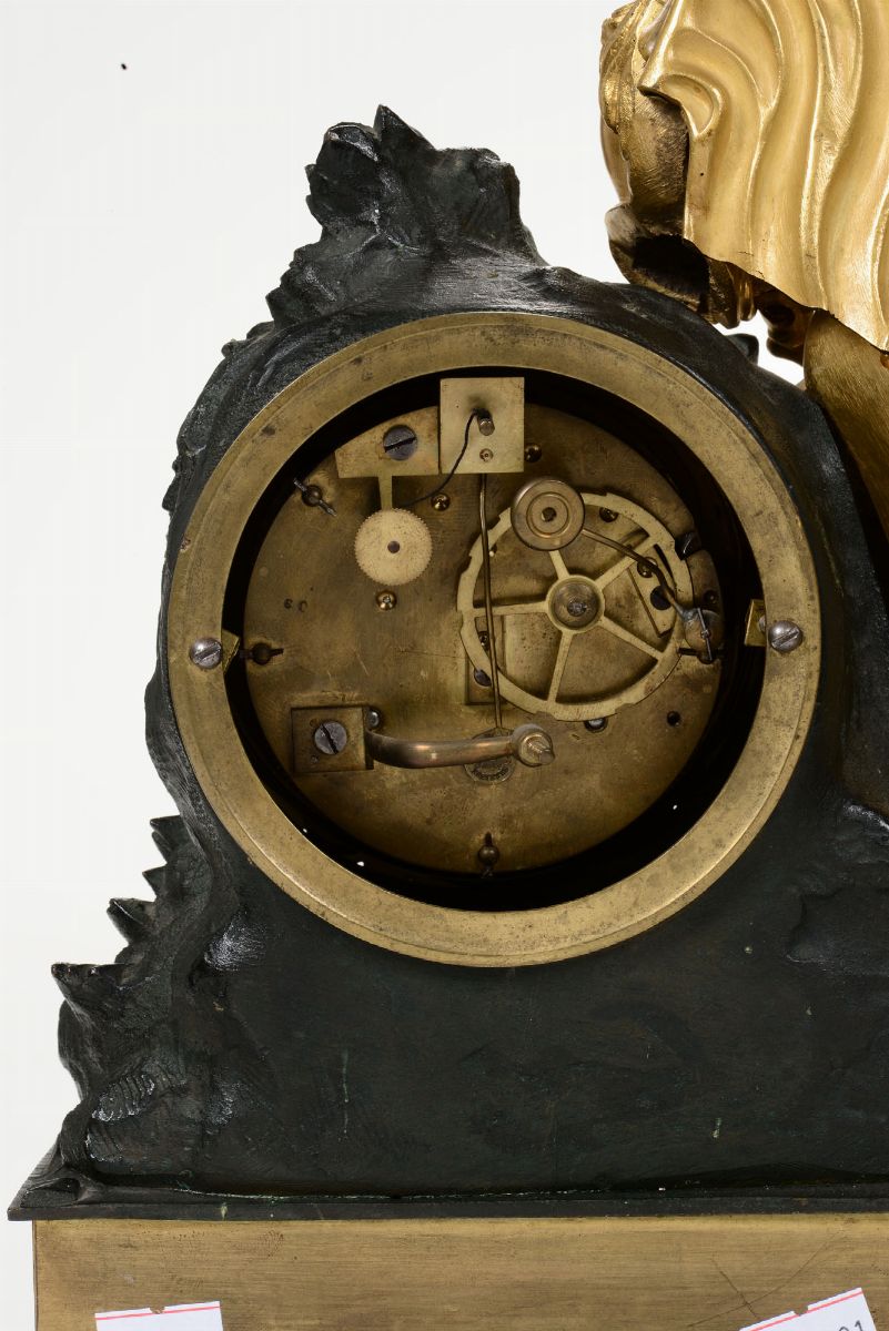 Pendola da Tavolo in Bronzo Dorato, Francia XIX Secolo
