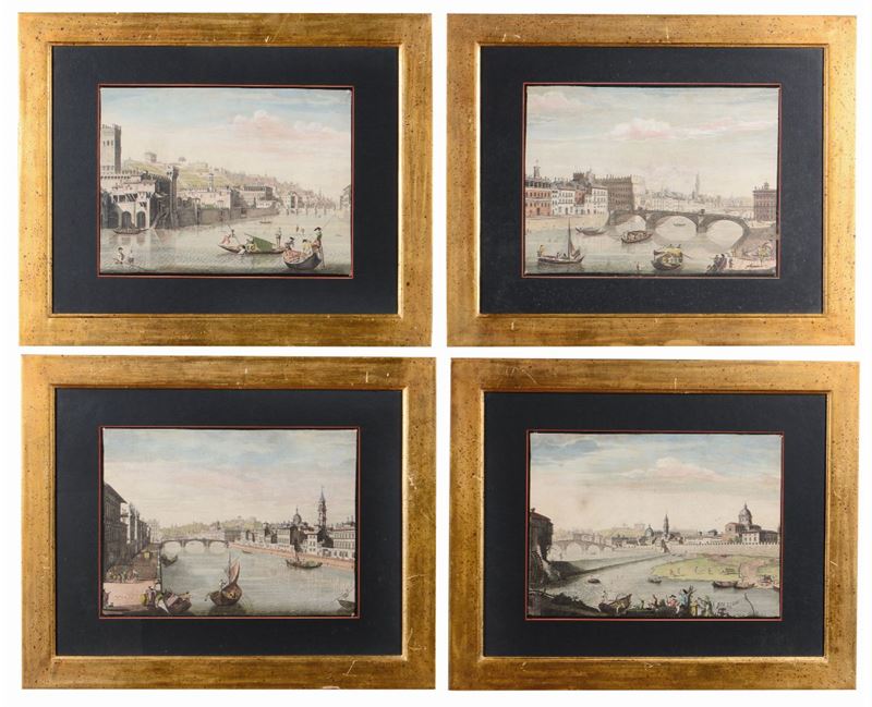 Quattro incisioni con vedute di Firenze, XVIII-XIX secolo  - Auction Fine Art - I - Cambi Casa d'Aste