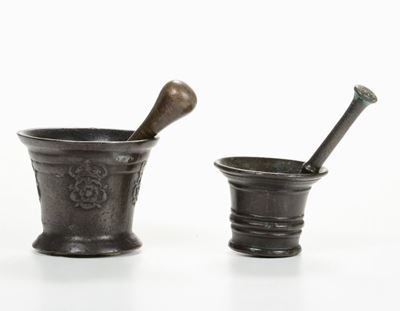 Due Mortai in Bronzo con Pestello, XVII-XVIII Secolo