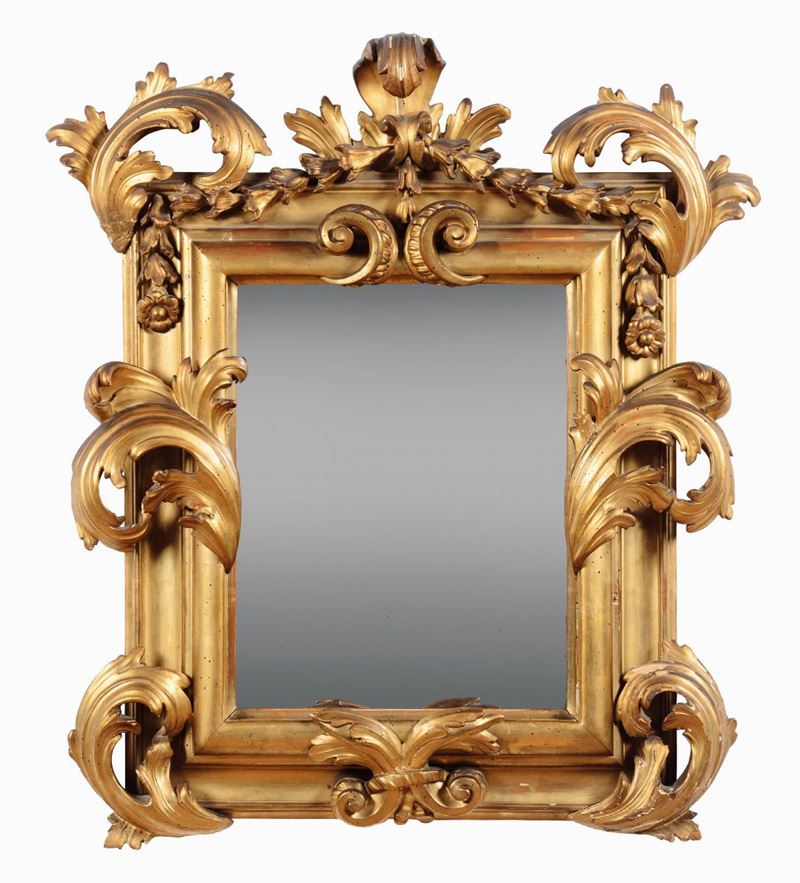 Specchiera in legno intagliato e dorato, XVIII secolo  - Asta Antiquariato - I - Cambi Casa d'Aste