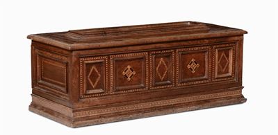 Cassapanca in Legno Intarsiati, XVIII Secolo