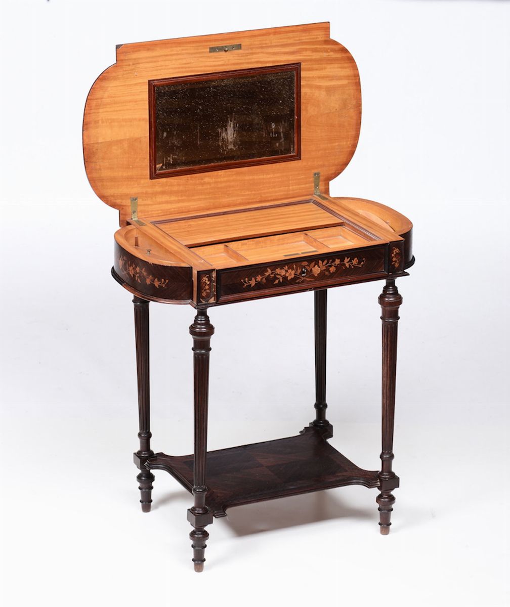 Toelette in Legno Lastronato ed Intarsiato, Inghilterra XIX-XX Secolo