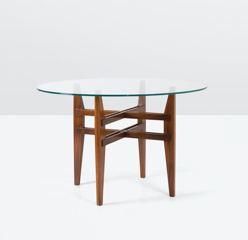 Tavolo con struttura in legno e piano in vetro  - Asta Design 200 - Cambi Casa d'Aste