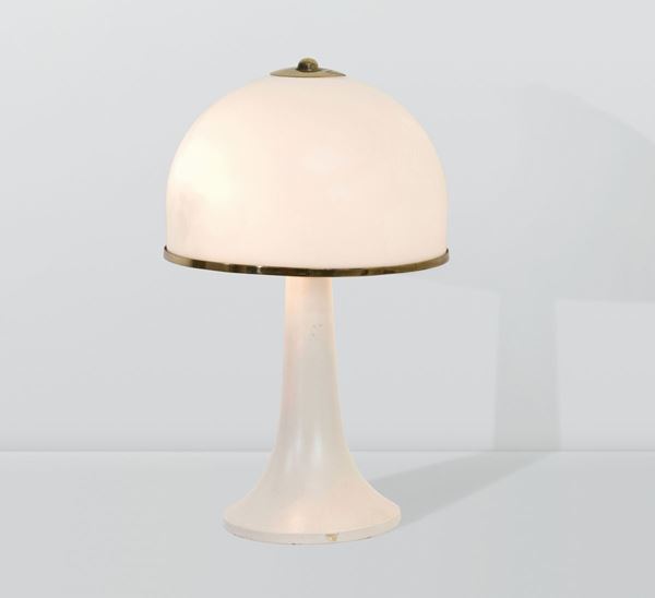 Gabriella Crespi, a table lamp with a perspex and brass structure. Engraved signature. Crespi Prod., Italy, 1970 ca.