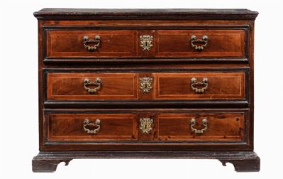 Comò in Legno Lastronato e Filettato, XIX Secolo