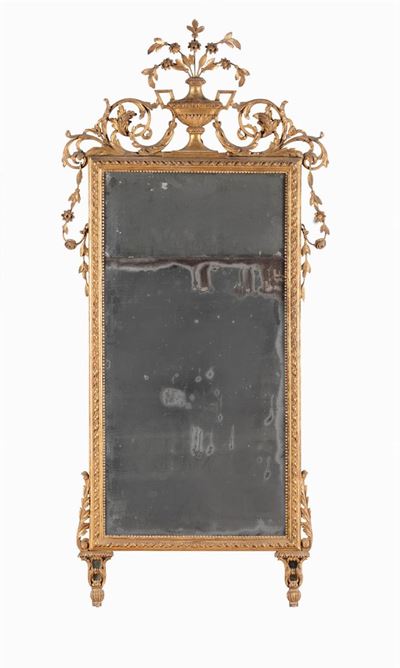 Specchiera in Legno Intagliato e Dorato, Fine XVIII Secolo