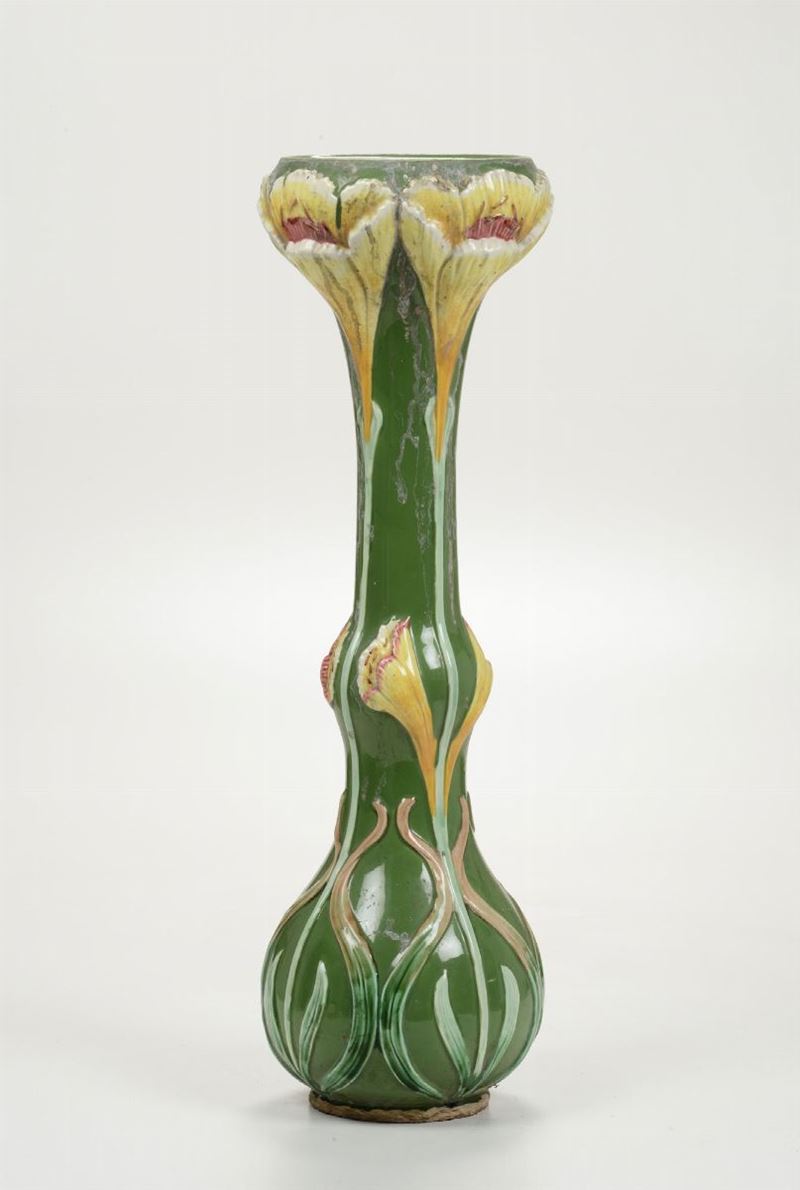 Reggivaso in maiolica policroma, XX secolo  - Auction Ceramics Timed Auction - III - Cambi Casa d'Aste