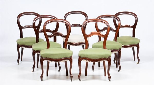 Sei sedie Luigi Filippo, fine XIX secolo