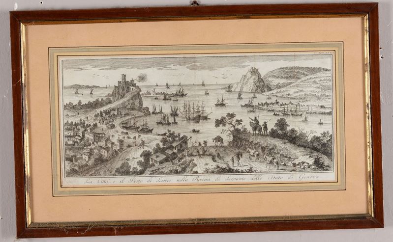 Incisione raffigurante la città ed il porto di Lerice, XVIII secolo  - Asta Antiquariato - I - Cambi Casa d'Aste