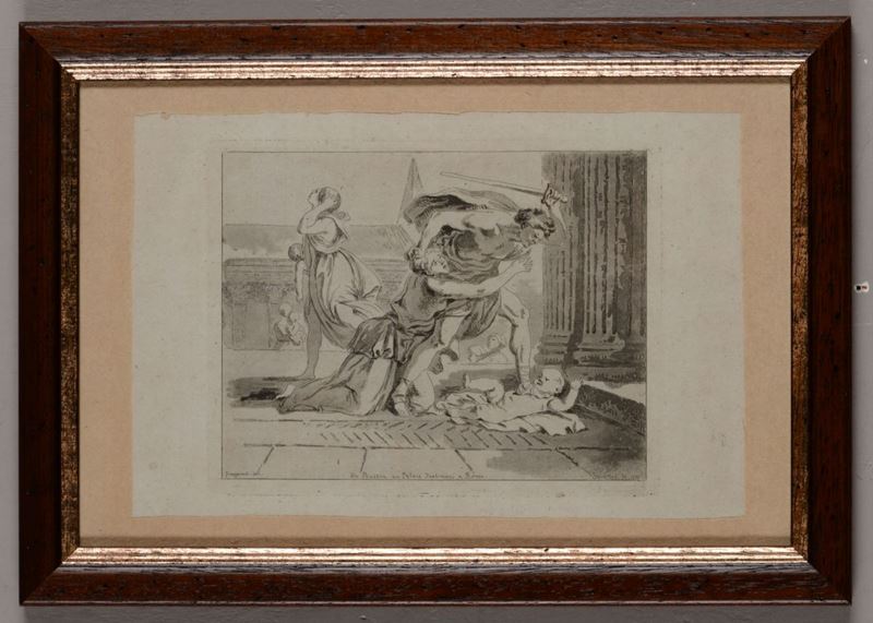Incisione di J.H. Fragonard raffigurante la strage degli innocenti, XIX secolo  - Asta Antiquariato - I - Cambi Casa d'Aste