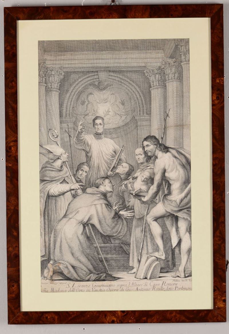 Incisione da Andrea Del Sarto, XIX secolo San Lorenzo Giustiniani  - Auction Fine Art - I - Cambi Casa d'Aste