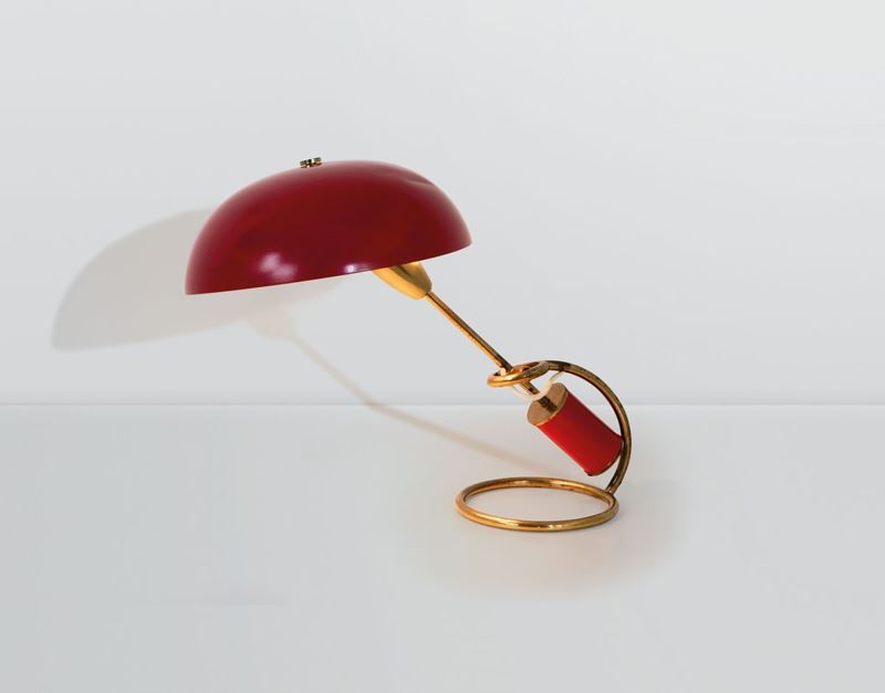 Angelo Lelii, a table lamp in brass and lacquered aluminum. Arredoluce Prod., Italy, 1953  - Auction Design 200 - Cambi Casa d'Aste