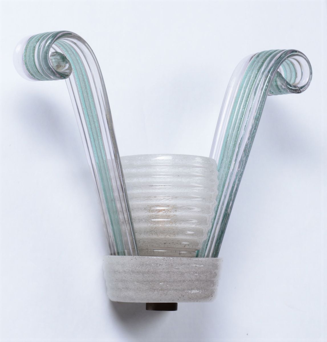 Lampada da Parete con Struttura in Ottone ed Elementi Diffusori in Vetro di Murano.