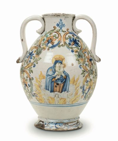 Vaso Ovoidale da Farmacia Castelli, Manifattura Grue, Prima Metà del XVIII Secolo