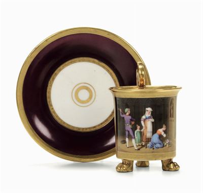 Tazza con Piattino Probabilmente Boemia, 1830 Circa