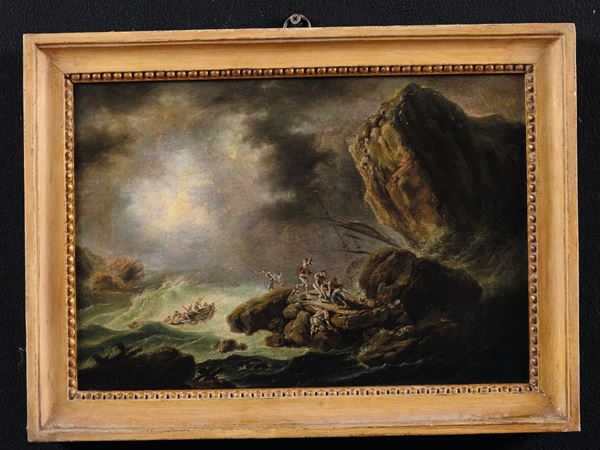 Scuola del XVIII secolo Scena di naufragio
