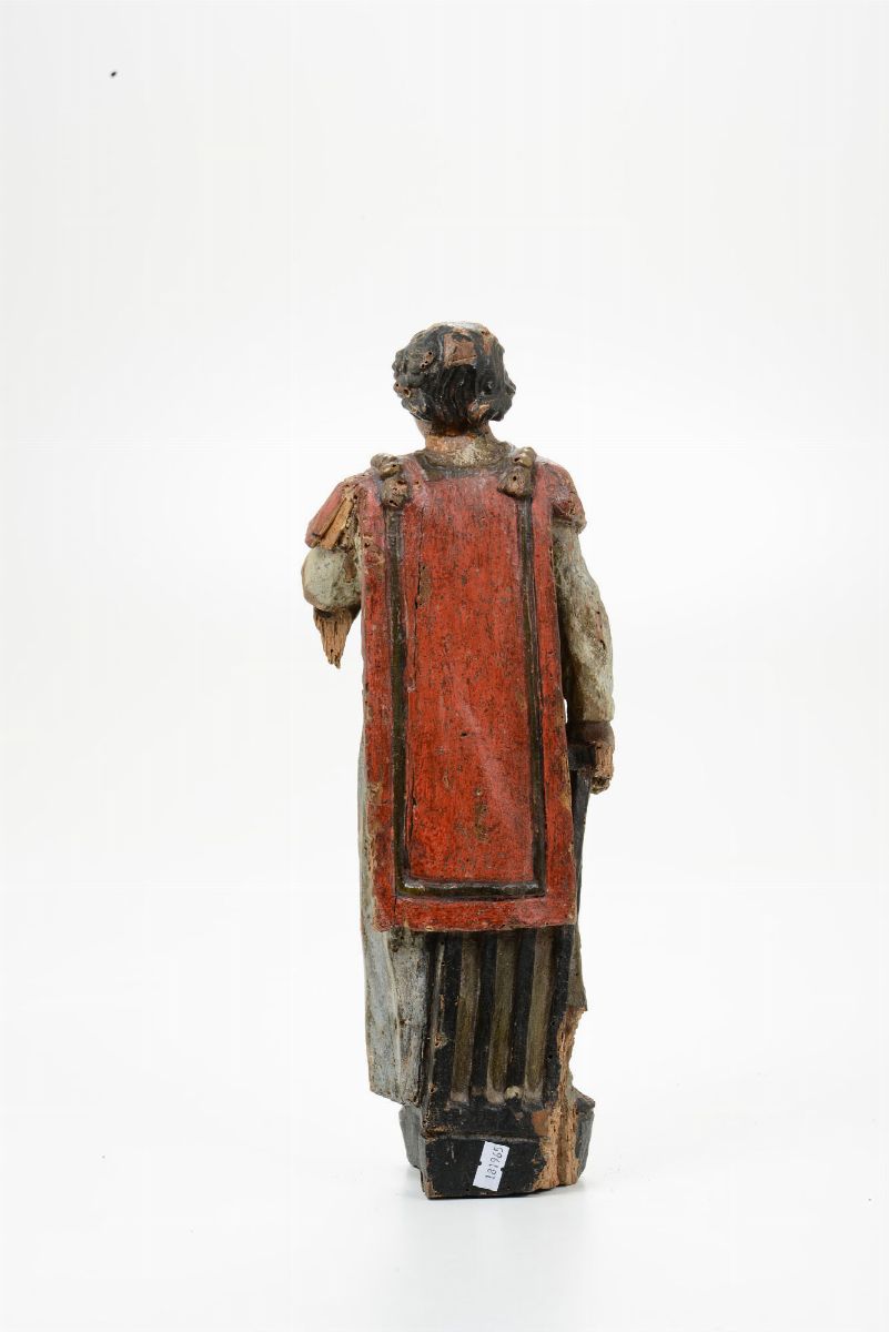 San Lorenzo in Legno Policromo. Scultore Barocco del XVII Secolo