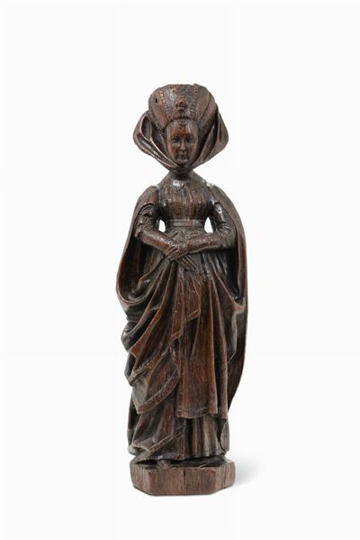 Dama Fiamminga in Legno. Scultore D’oltralpe del XIX Secolo