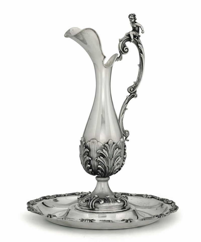 A silver pitcher with plate, Italy, 20th century  - Auction Collectors' Silvers - Cambi Casa d'Aste