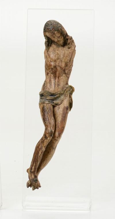 Gruppo di Piccolo Crocifisso in Legno, Toscana, XVI Secolo e Sportello da Ciborio, XVI Secolo in ...