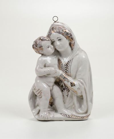 Madonna con Bambino, Scultura Smaltata e Dorata, Toscana, 900