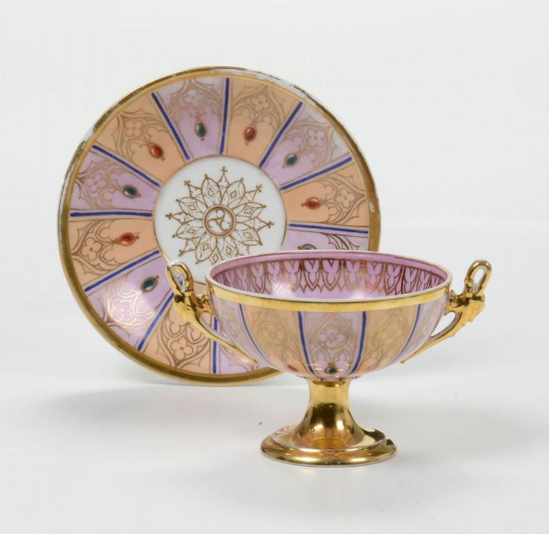 Tazza con piattino Parigi, primo terzo del XIX secolo  - Asta Asta a Tempo Ceramiche - III - Cambi Casa d'Aste