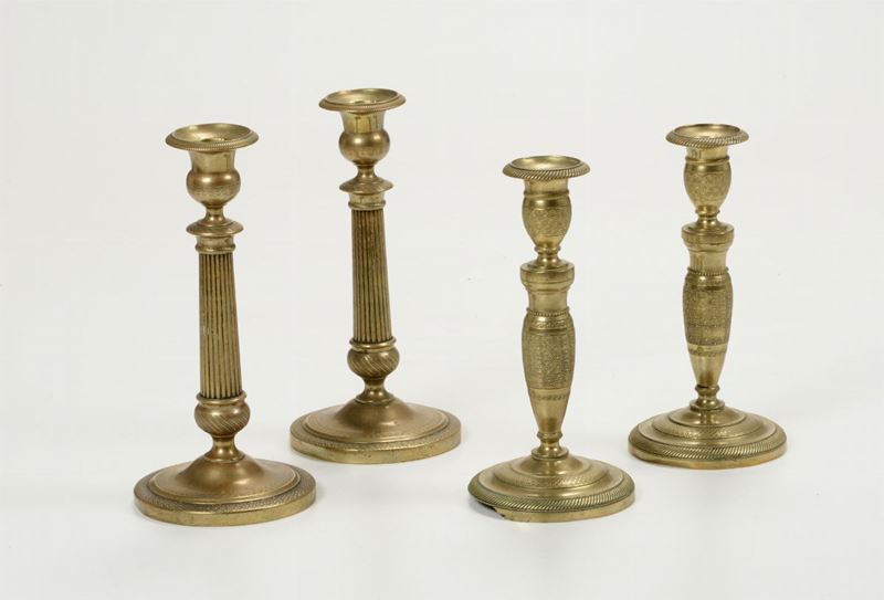 Due coppie di candelieri domestici “impero” XIX secolo  - Auction Works of Art Timed Auction - IV - Cambi Casa d'Aste