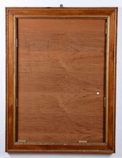 Grande Cornice in Legno Chiaro, Bordi con Dentelli Dorati, XIX Secolo