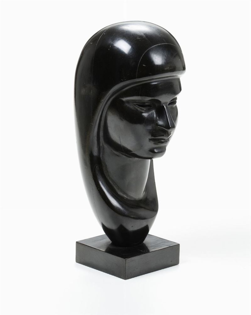 Scultura in legno ebanizzato rappresentante “Volto femminile stilizzato ”, Italia anni'30  - Auction Fine Art Timed Auction - V - Cambi Casa d'Aste