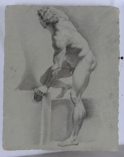 Scuola Neoclassica del XIX Secolonudo Maschile di Schiena