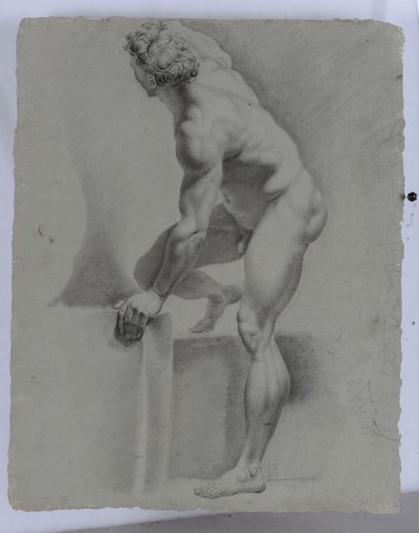 Scuola neoclassica del XIX secolo Nudo maschile di schiena