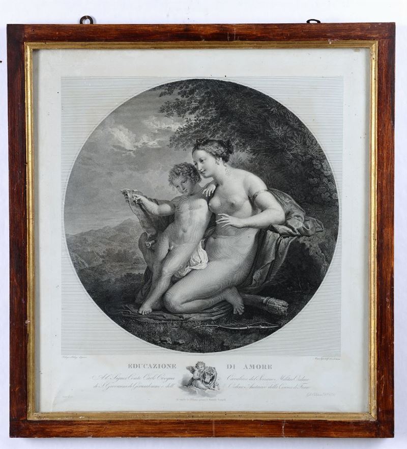 Mauro Gandolfi (Bo 1764-1834) Educazione di amore, da Pelagio Pelagi  - Asta Asta a Tempo Stampe - II - Cambi Casa d'Aste