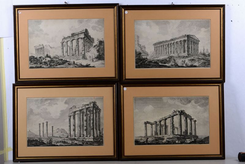 grandi incisioni del 700 raffiguranti templi classici  - Auction Prints Timed Auction - II - Cambi Casa d'Aste