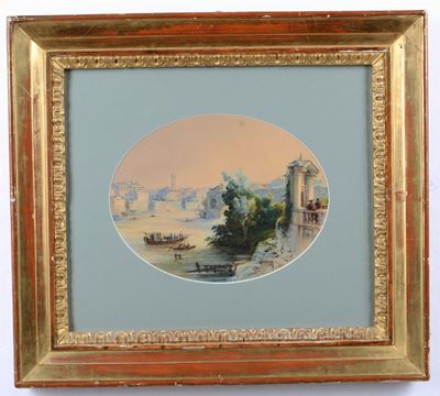 Artista del Grand Tourveduta del Tevere Col Ponte Rotto, il Tempio di Vesta e San Giorgio in Vela...