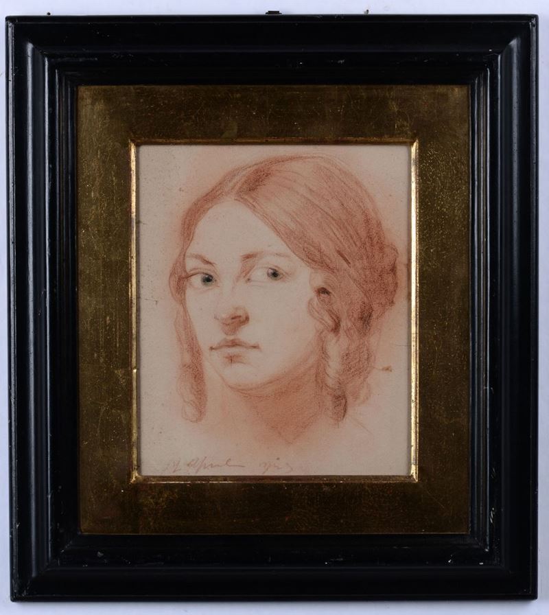 Artista francese del XIX secolo Volto femminile  - Asta Asta a Tempo Dipinti e Disegni - I - Cambi Casa d'Aste