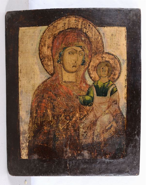 Icona in legno raffigurante Madonna con Bambino, XIX secolo