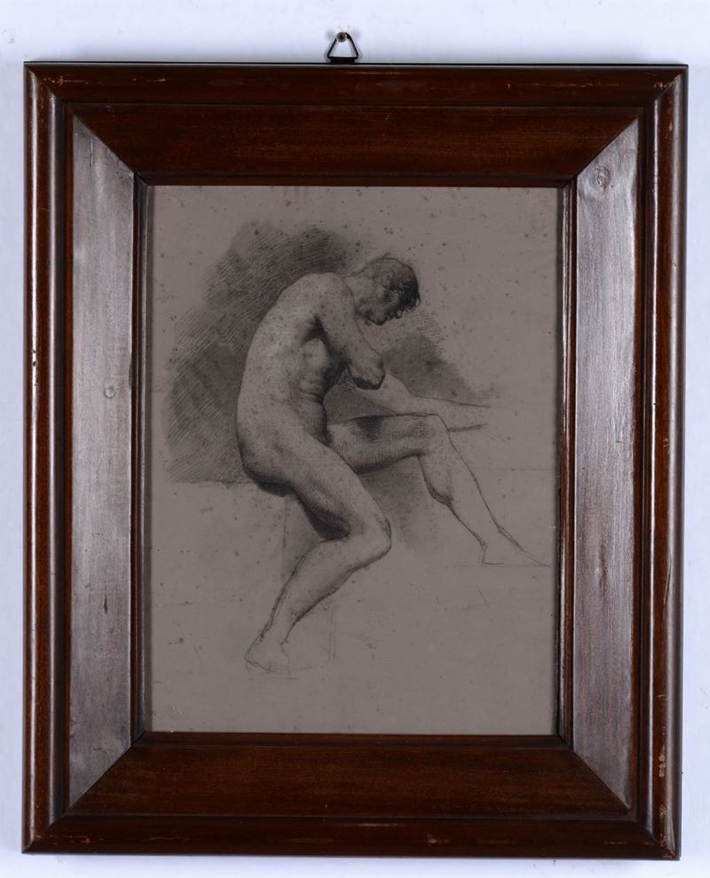 Scuola neoclassica del XIX secolo Nudo maschile  - Asta Asta a Tempo Dipinti e Disegni - I - Cambi Casa d'Aste