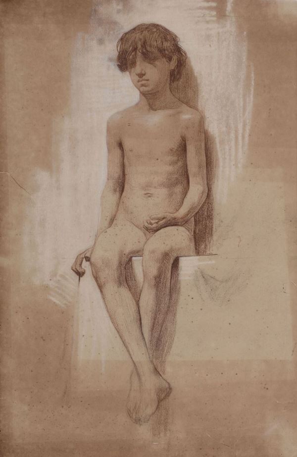 Anonimo italiano della fine del XIX secolo Nudo di fanciullo seduto