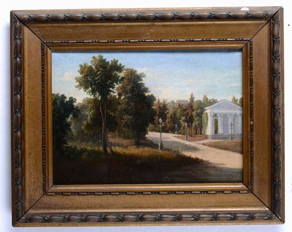 Pittore Francese (?) del XIX secolo Paesaggio con alberi