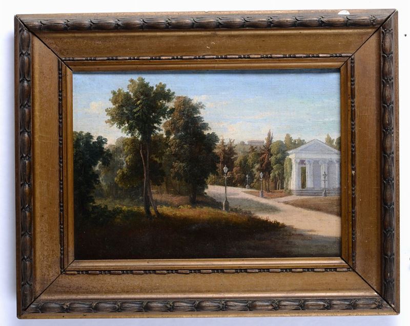 Pittore Francese (?) del XIX secolo Paesaggio con alberi  - Asta Asta a Tempo Dipinti e Disegni - I - Cambi Casa d'Aste