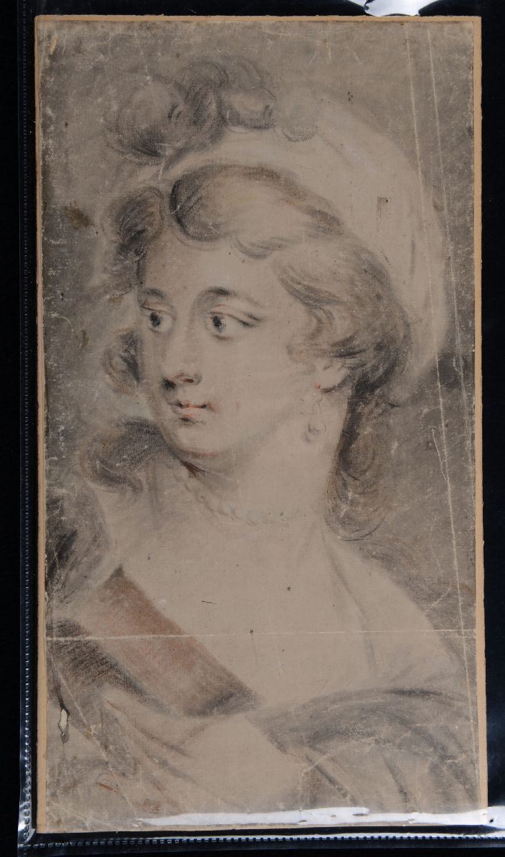 Hugh Douglas Hamilton (1740-1808), attribuito a Volto di donna  - Asta Asta a Tempo Dipinti e Disegni - I - Cambi Casa d'Aste