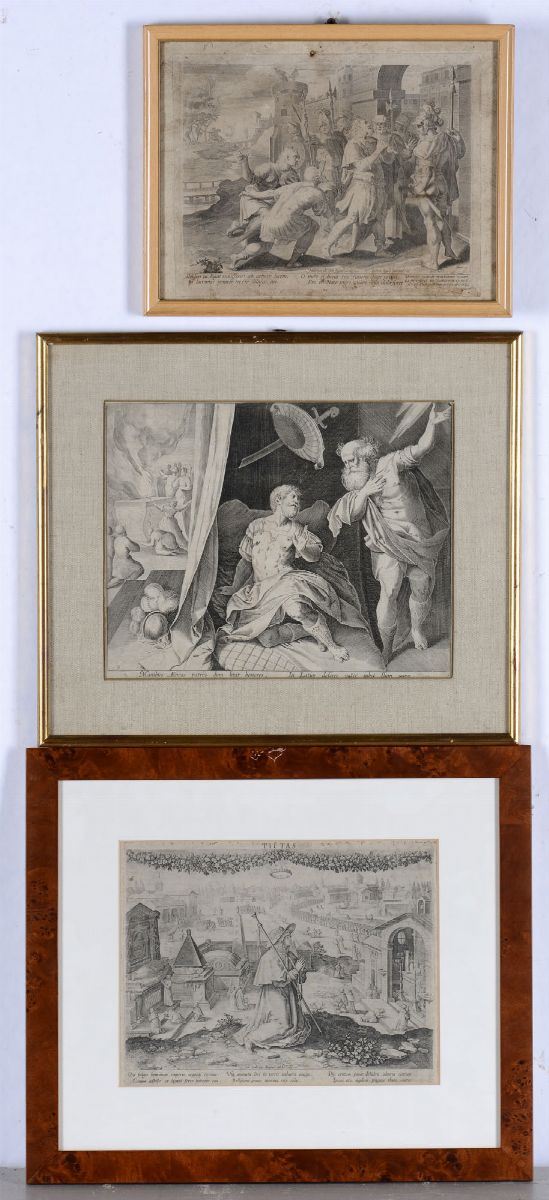 Lotto composto da 3 incisioni del XVI secolo in cornice  - Auction Prints Timed Auction - II - Cambi Casa d'Aste