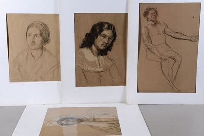 Lotto Composto da Quattro Disegni su Carta con Personaggi, XIX Secolo